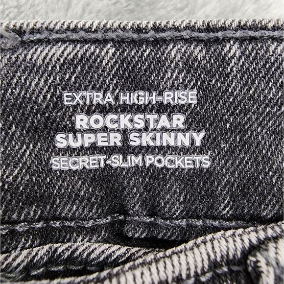 Old Navy Jeans Womens 4 Washed Black Extra High Rise Rockstar Super Skinny - Picture 4 of 11